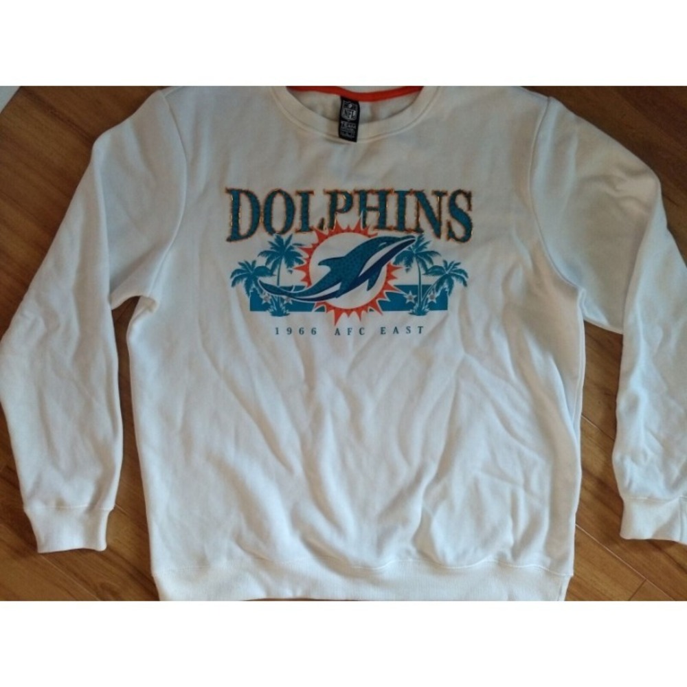Miami Dolphins NFL Sweatshirt Est. 1966 AFC  Vintage? White Beaded Logo X-large